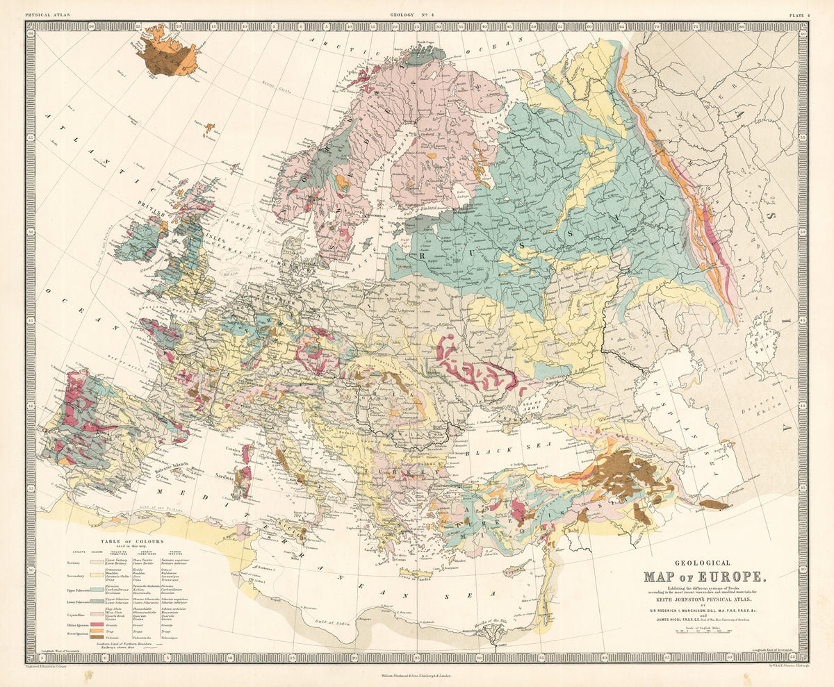 Geological Map Of Europe By: Alexander K. Johnston, 1856 – New World 