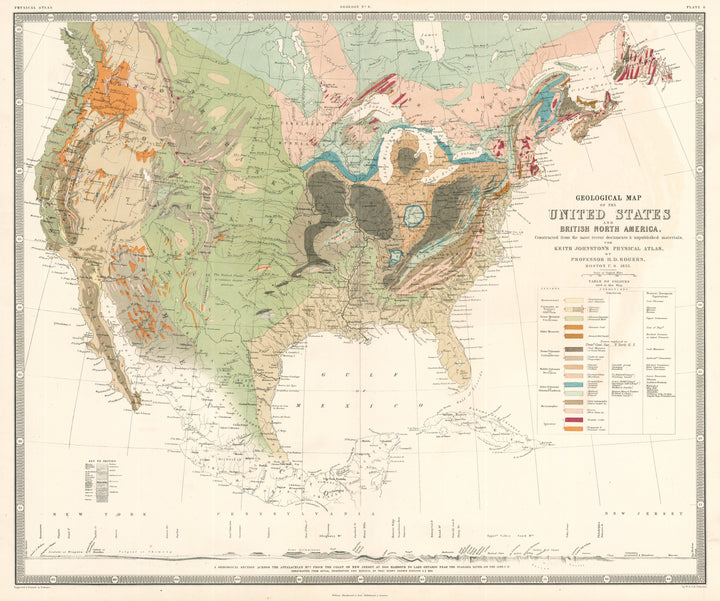 Geological Map of the United States and British North America by A.K. Johnston 1856 