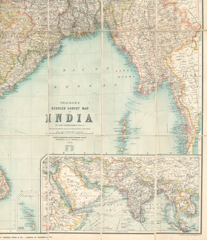 1914 Thacker's Reduced Survey Map of India