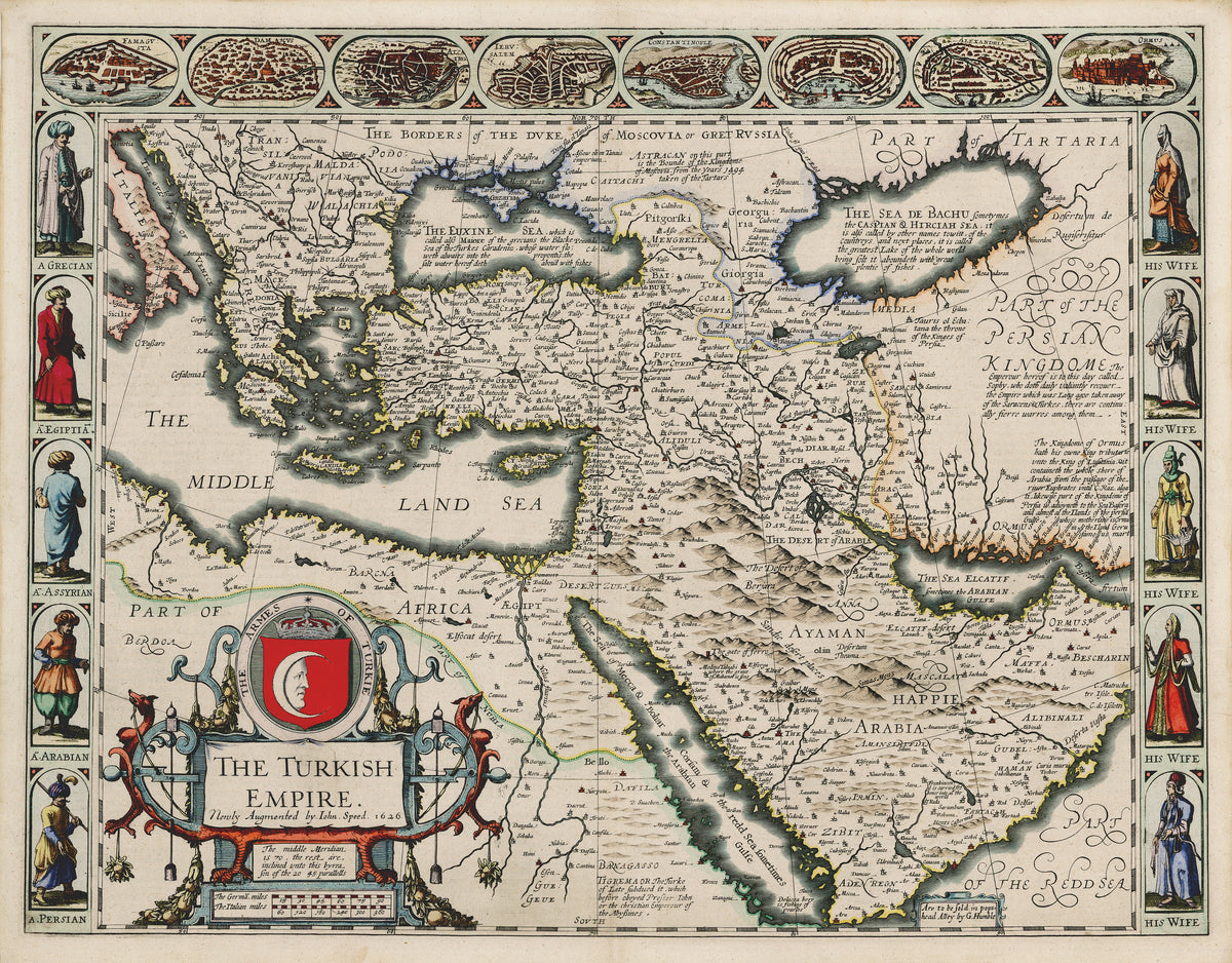 Antique Map of The Turkish Empire by John Speed, 1626 – New World