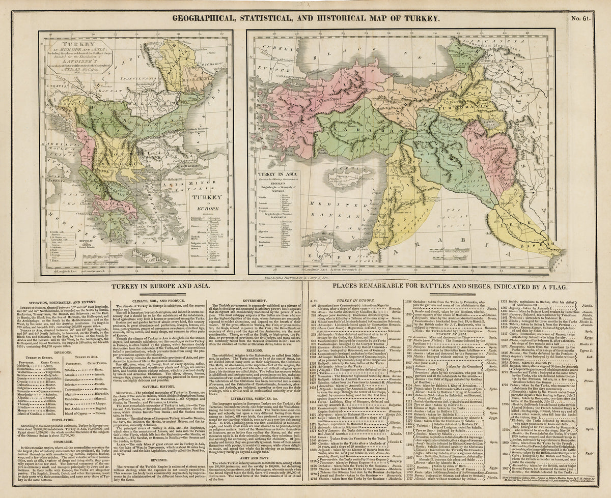 1821 Geographical, Statistical, and Historical Map of Turkey