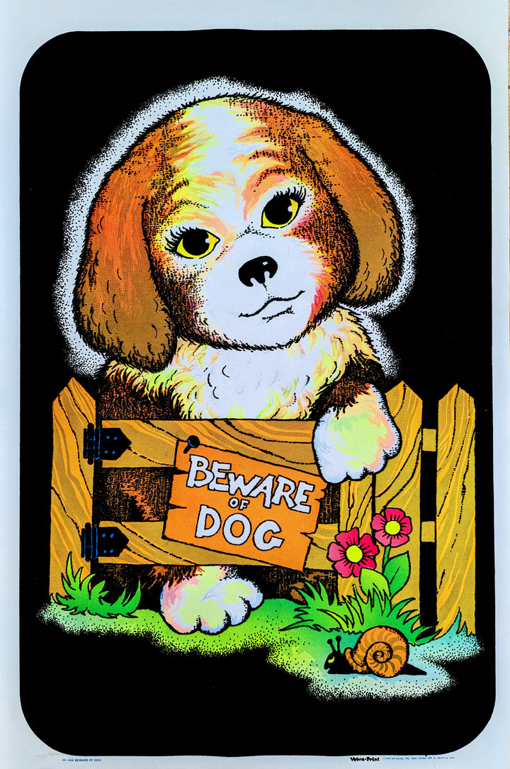 Vintage Poster: Beware of Dog Velva-Print by AA Sales inc. 1970s