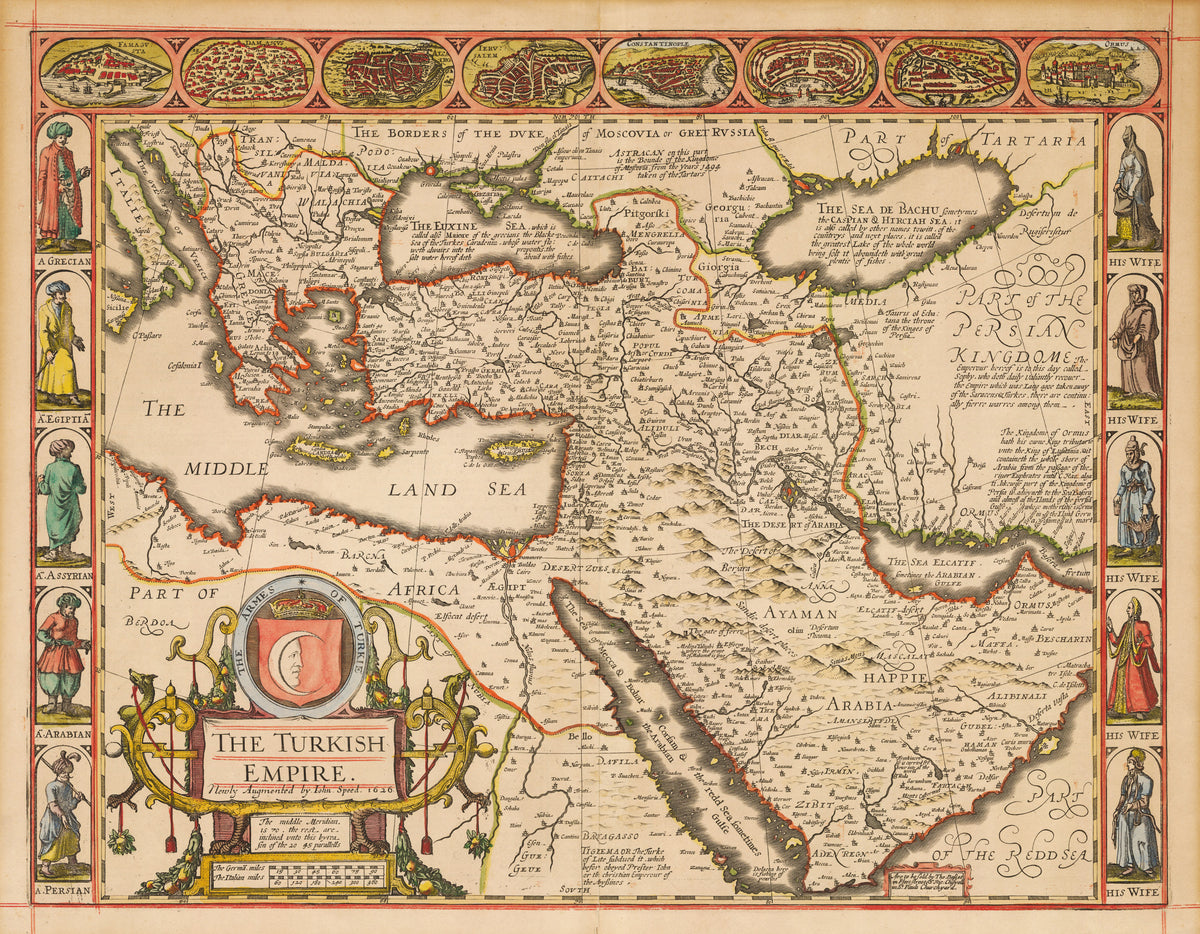Antique Map of The Turkish Empire by John Speed, 1626 – New World