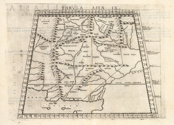 Antique Map: Tabula Asiae IX by Girolamo Ruscelli, 1574