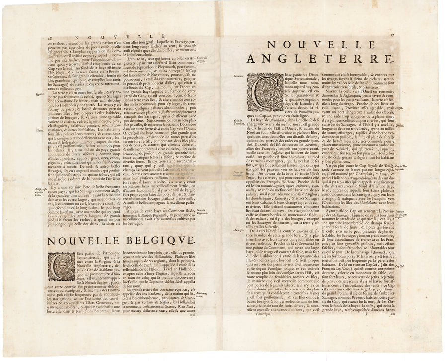 Antique Map of New England: Nova Belgica Et Anglia Nova Blaeu, 1640 | VERSO