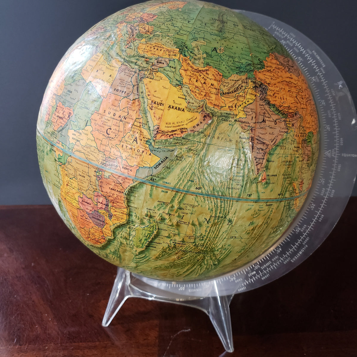 Vintage Globe The Nations of the World with Land and Sea Relief New