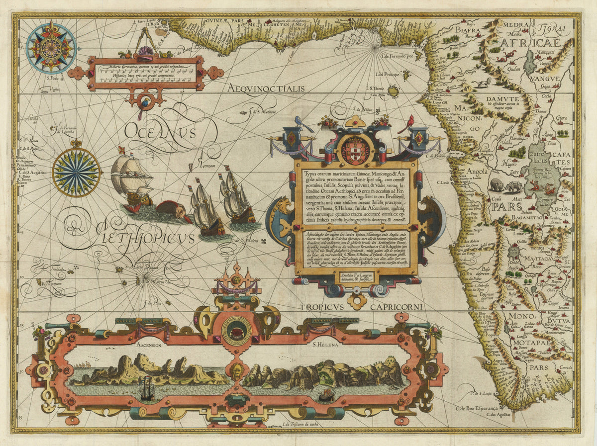 Linschoten Map Of Africa & Atlantic 1596 : Nwcartographic.com – New 