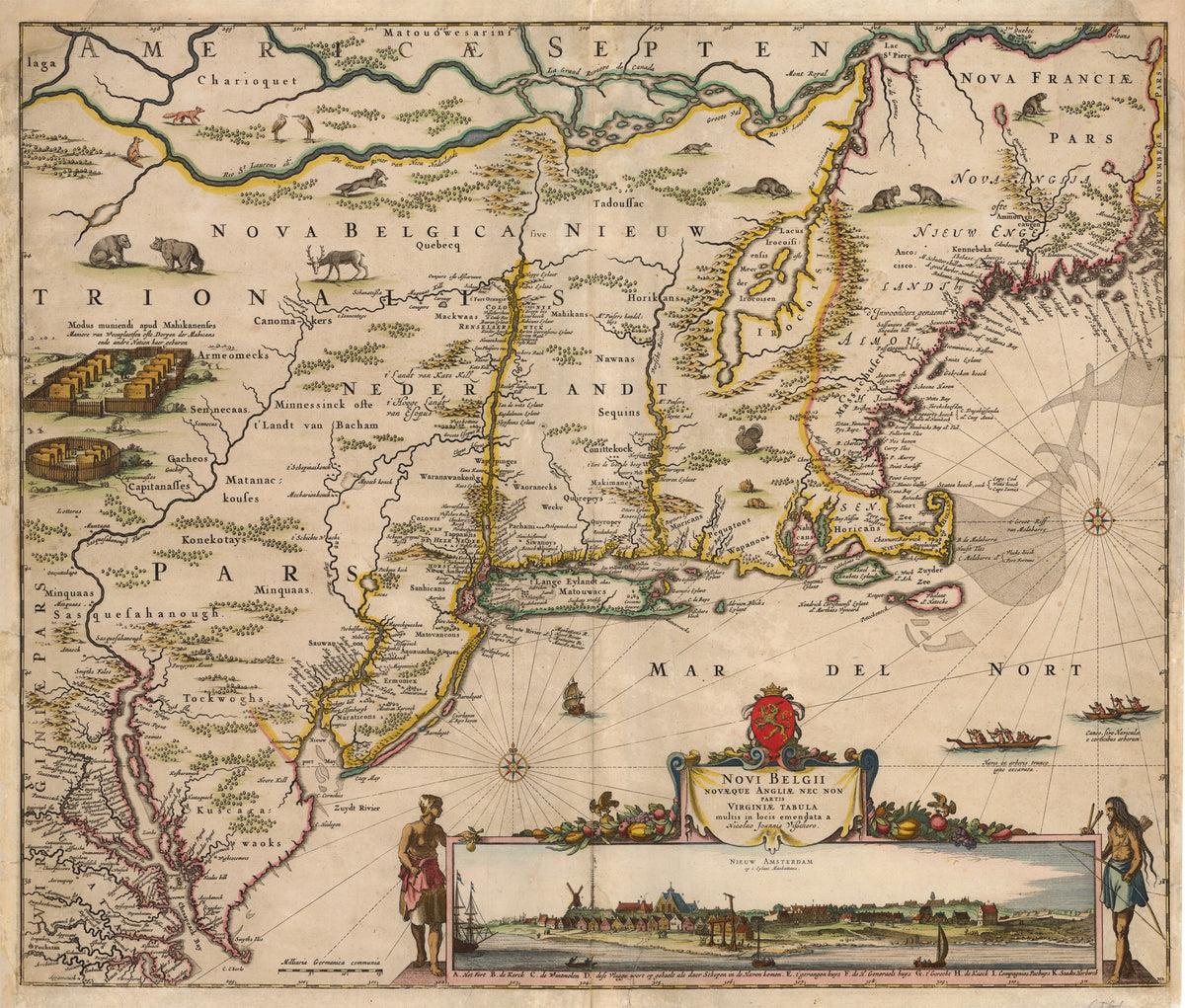Antique Map of the Northeast United States by Visscher 1656 ...