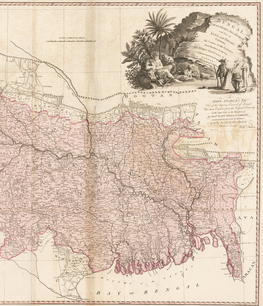 1786 A Map of Bengal, Bahar, Oude & Allahabad with Part of Agra and Delhi...
