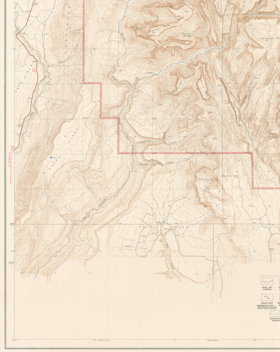 1938 Topographical Map of the Northern Part of Zion National Monument