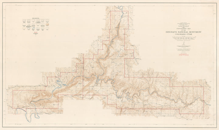 Antique Topographic map of Dinosaur National Monument, CO/UT 1945 
