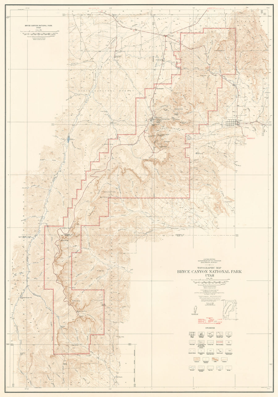 1947 Topographic Map of Bryce Canyon