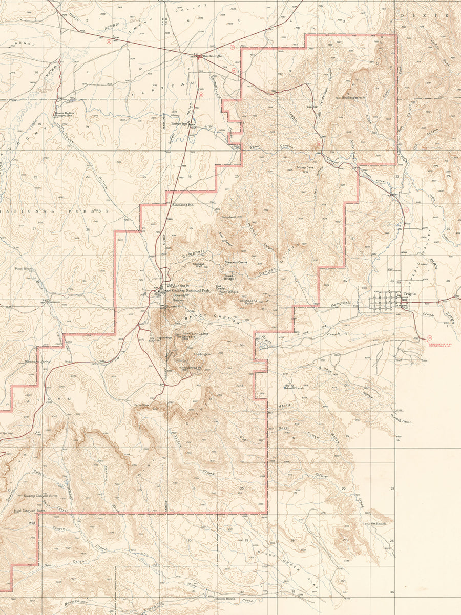 1947 Topographic Map of Bryce Canyon