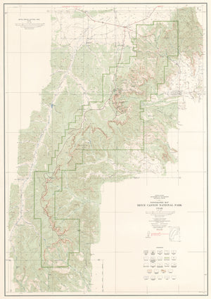 Antique Topographic Map of Bryce Canyon National Park, 1939