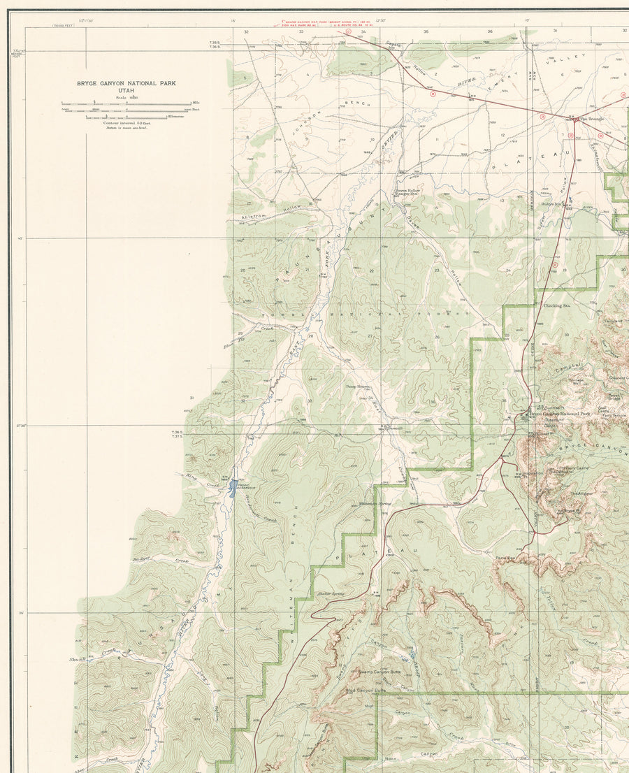 Antique Topographic Map of Bryce Canyon National Park, 1939