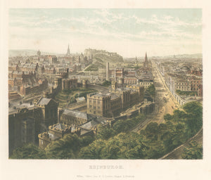 Antique Lithograph View of Edinburgh, Scotland by Collins 1878