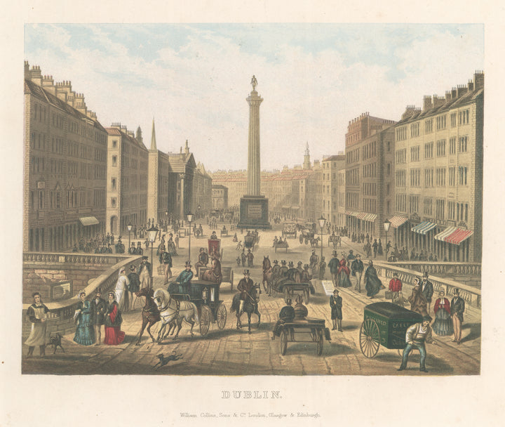 Antique Lithograph View of Dublin, Ireland by Collins 1878