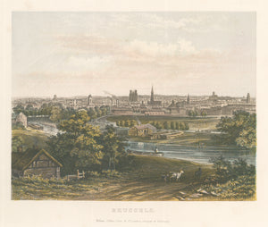 Antique Lithograph View of Brussels, Bengium by Collins 1878