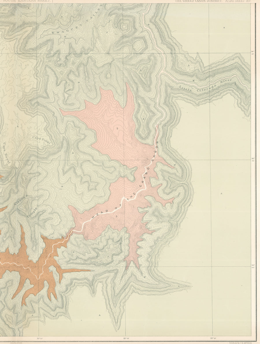 1882 Geologic Map of the Southern Part of the Kaibab Plateau Head of the Grand Canyon