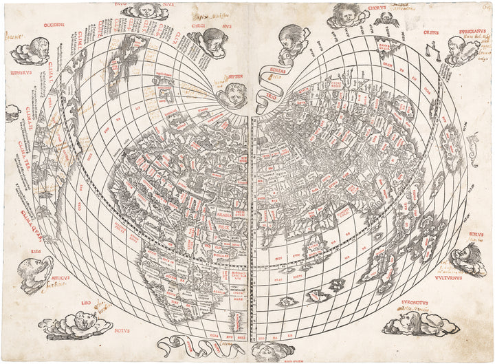 Cordiform Map of the World by: Bernardus Sylvanus, 1511