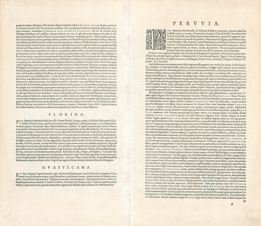 1584 Pervviae Avrifer Regionis Typus, La Florida, Guastecan