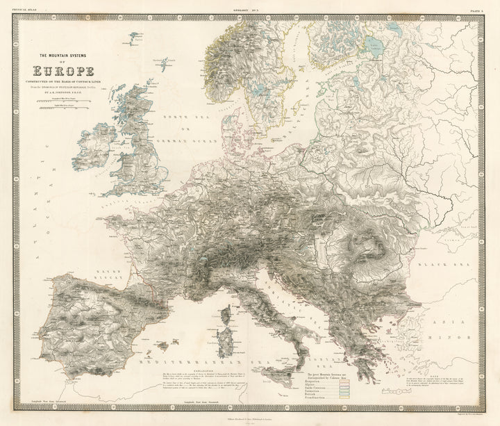 The Mountain Systems of Europe By: Alexander K. Johnston, 1856
