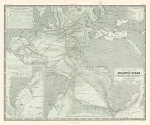 1856 Physical Chart of the Atlantic Ocean