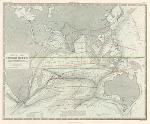 1856 Physical Chart of the Indian Ocean