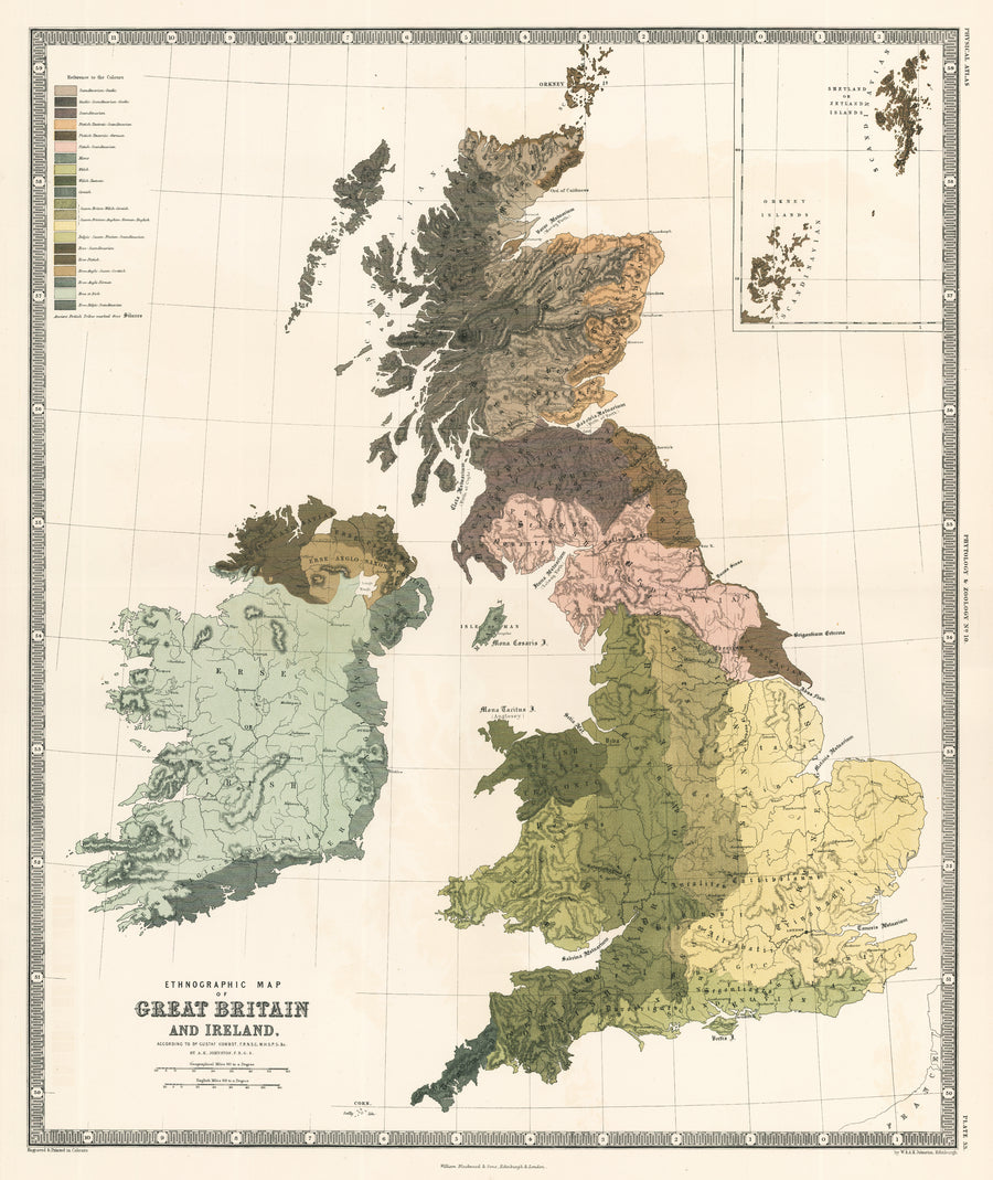 Ethnographic Map of Great Britain and Ireland by: A.K. Johnston & Dr. Gustaf Kombst, 1856