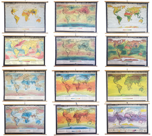 1930s World Climate Map Set - 12 Wall Maps