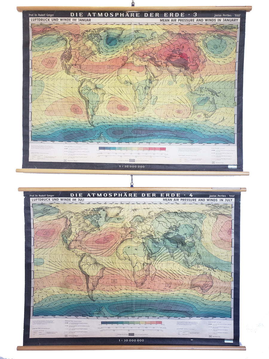 1930s World Climate Map Set - 12 Wall Maps
