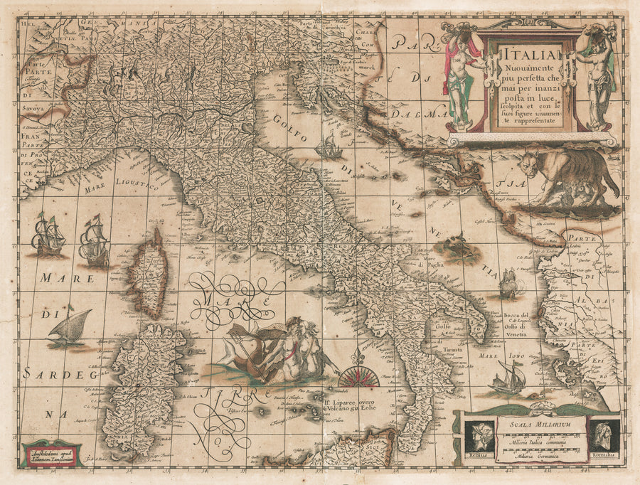 Italia Nuovamente piu perfetta che mai per inanzi posta in luce, scolpita et con le suoi figure uiuamente rappresetnate By: Heinricus Hondius & Jan Janssonius   Date: 1617