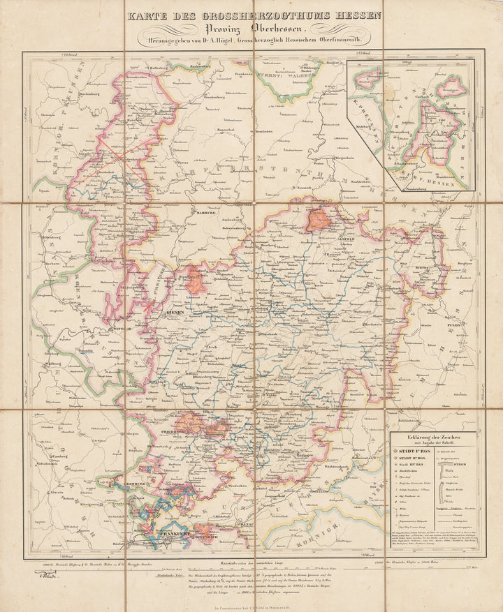Karte des Grossherzogthums Hessen Provinz Oberhessen By: Adolph Hügel Date: 1832 