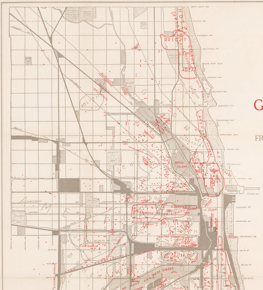 1920s Gang Map | Chicago's Gangland by: Frederic M. Thrasher, 1927