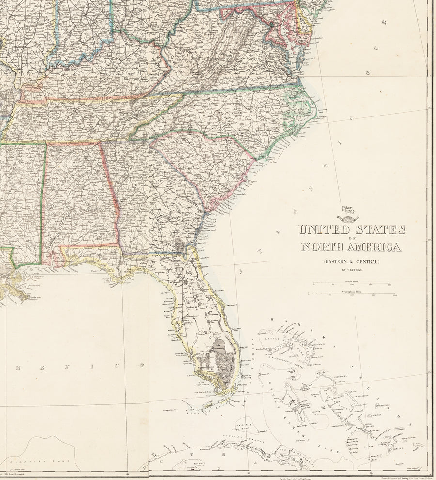 Antique Map: United States of North America (Eastern & Central) By T. Ettling, 1859