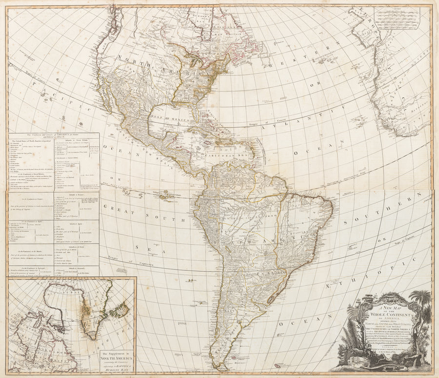 1794 A New Map of the Whole Continent of America, Divided into North and South and West Indies...