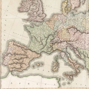 Antique Map of Europe with the Political Divisions after the Peace of Paris and Congress of Vienna By: John Thomson Date: 1816