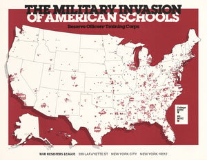 Vintage Map: The Military Invasion of American Schools Map by: War Registers League, 1985