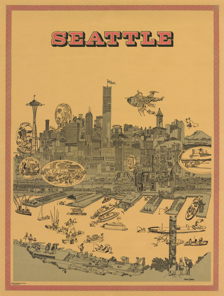 Vintage Poster of Seattle By: Irwin Caplan, 1968
