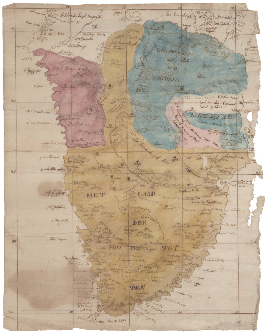 Rare Antique Manuscript Map of Southern Africa 1780 (circa)