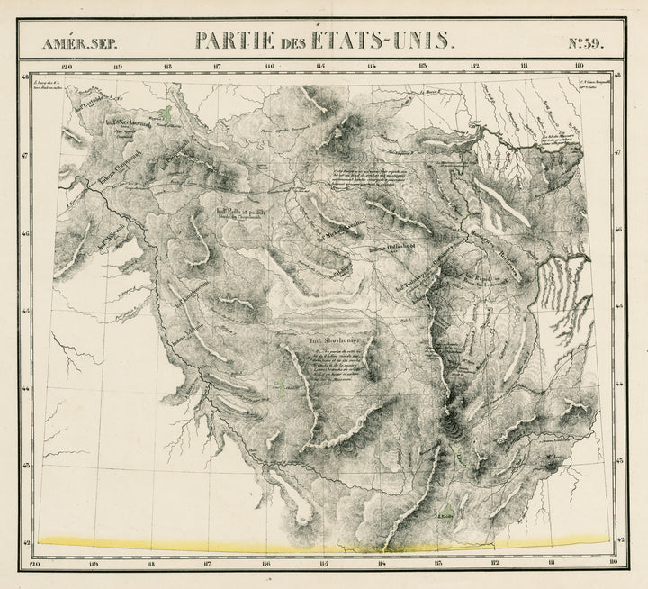 Amer. Sep. No. 39. Partie Des Etats-Unis By: Vandermaelen, 1827 - Antique Map of Idaho, Montana, Wyoming