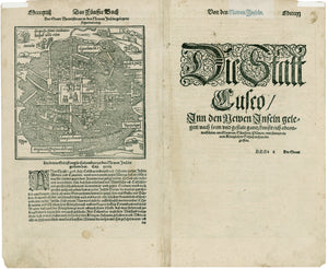 Antique Print of Mexico City: Die Statt Cusco / so die fuernemeste im Landt Peru ist. Munster, 1550