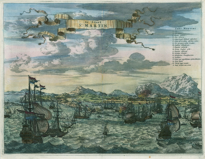 View of Battle at St. Martin De Stadt St. Martin By: John Ogilby, 1671
