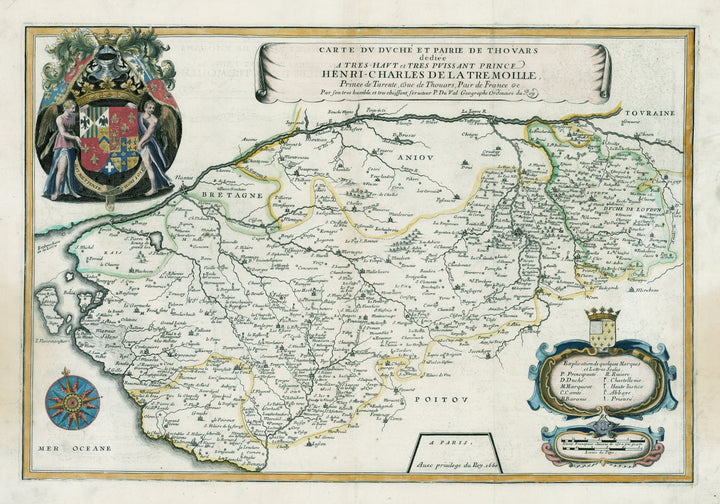 Carte de Duché et Pairie de Thovars dedie'e aTrès haut et très puissant prince Henri-Charles de La Tremoille by: Pierre Duval, 1660