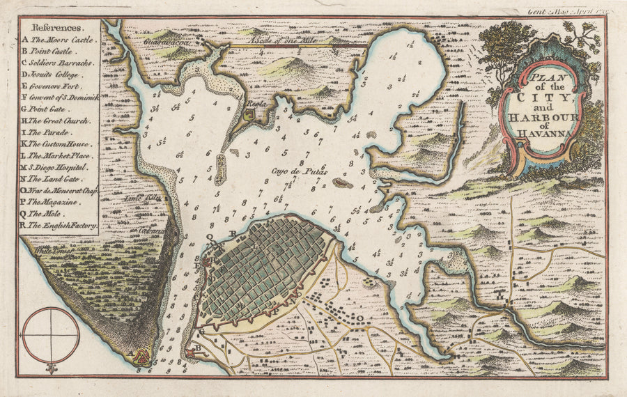 Plan of the City and Harbour of Havanna - Gentleman's Magazine, 1762 