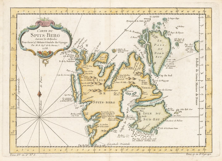 Carte du Spits-Berg Suivant les Hollandois pour Servir a l'Histoire Generale des Voyages By: Jacques Nicolas Bellin, 1758