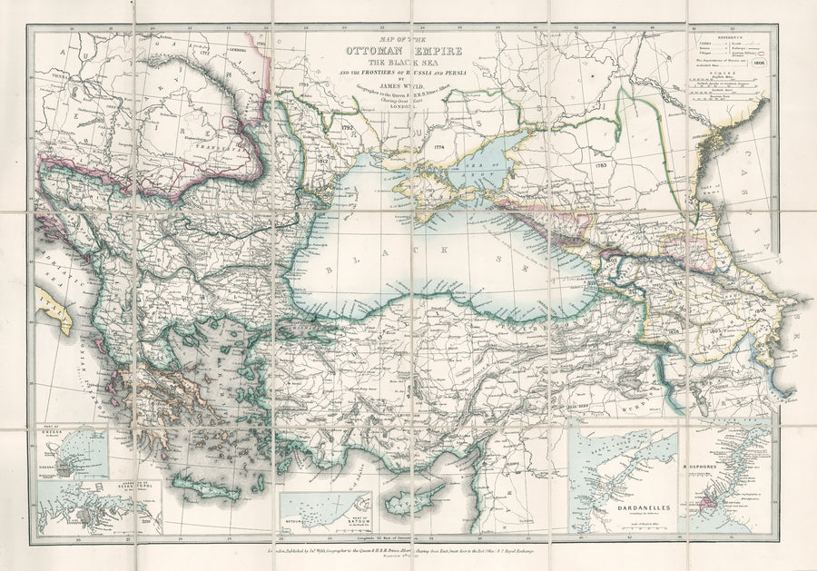 Map of the Ottoman Empire The Black Sea and the Frontiers of Russia and Persia By: James Wyld II Date: 1853