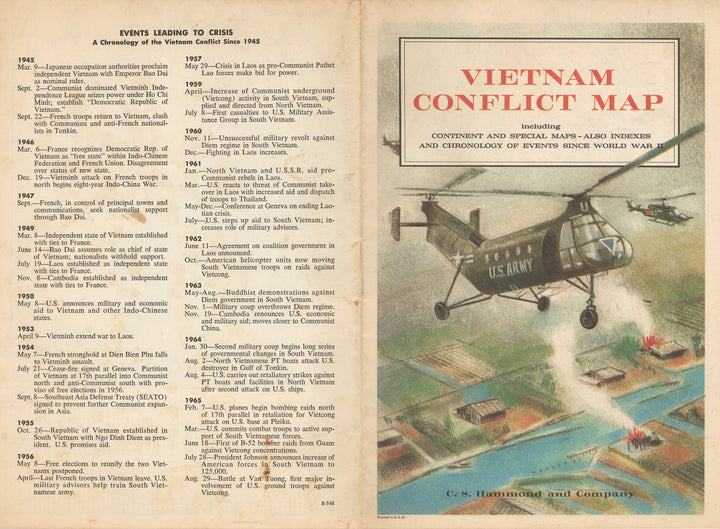 Vintage Map: Vietnam Conflict Map By: C.S. Hammond & Co. 1965
