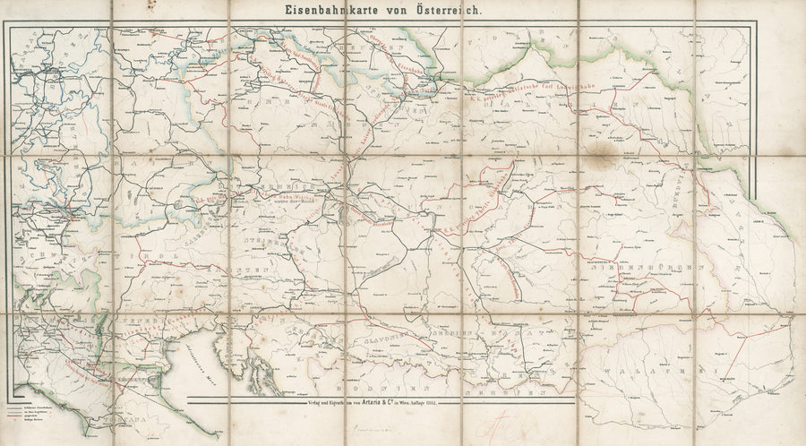 Eisenbahnkarte von Österreich - Railroad Map of Austria, 1861