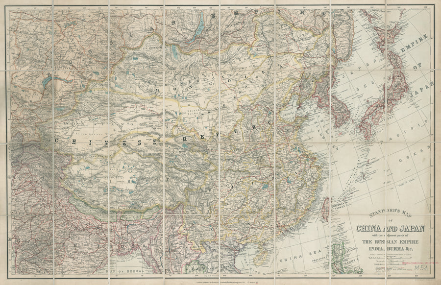 Stanford's Map of China and Japan with the adjacent parts of The Russian Empire, Indian, Burma &c. By: Edward Stanford, 1917
